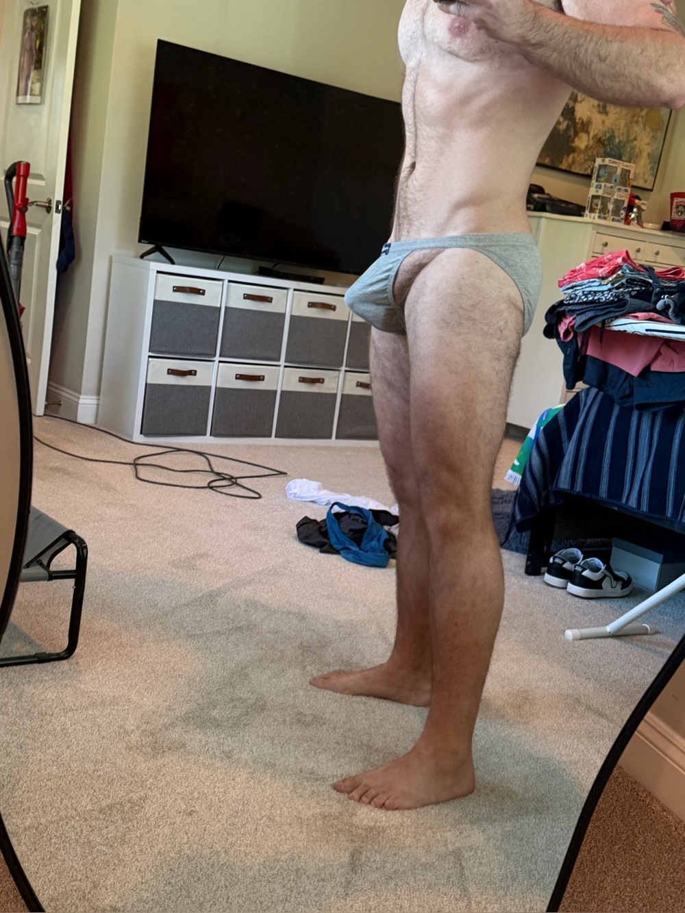 Men's light gray string bikini Briefs Underwear NWOT - Picture 2 of 4